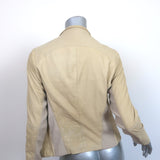 Vince Cowl Neck Leather Moto Jacket Beige Size Small