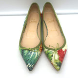 Christian Louboutin Solasofia Flats Hawaii Floral Print Leather Size 36