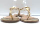 Gianvito Rossi Jaey Flat Thong Sandals Gold Metallic Leather Size 39.5