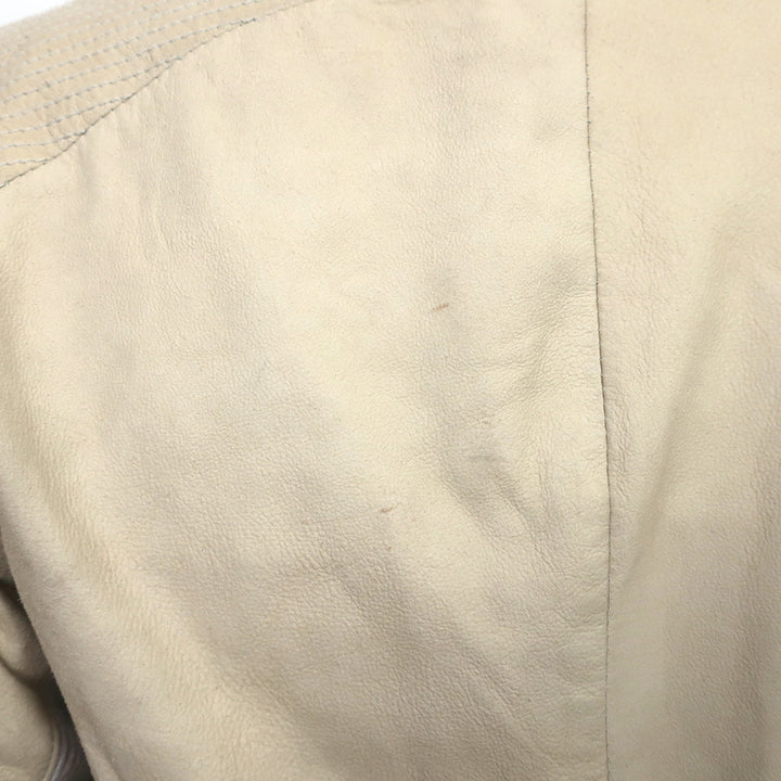 Vince Cowl Neck Leather Moto Jacket Beige Size Small