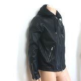AllSaints Harwood Leather Jacket with Removable Hood Black Size Extra Large