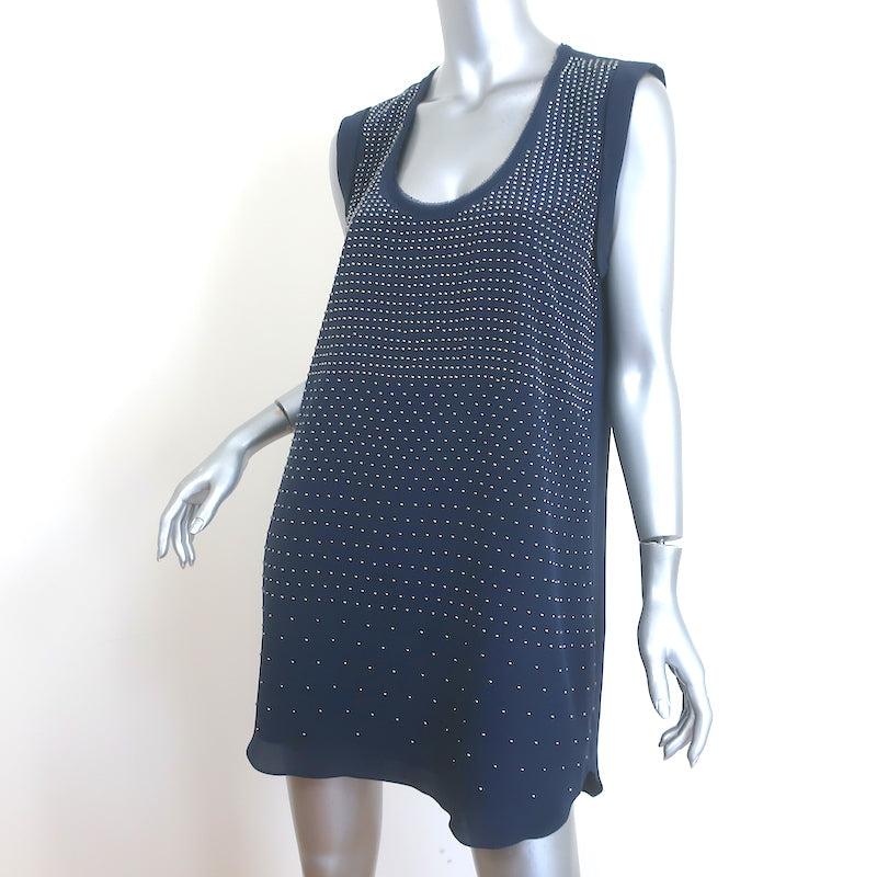 Rebecca Taylor Studded Mini Dress Navy Silk Size 8