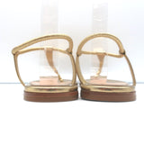 Gianvito Rossi Jaey Flat Thong Sandals Gold Metallic Leather Size 39.5