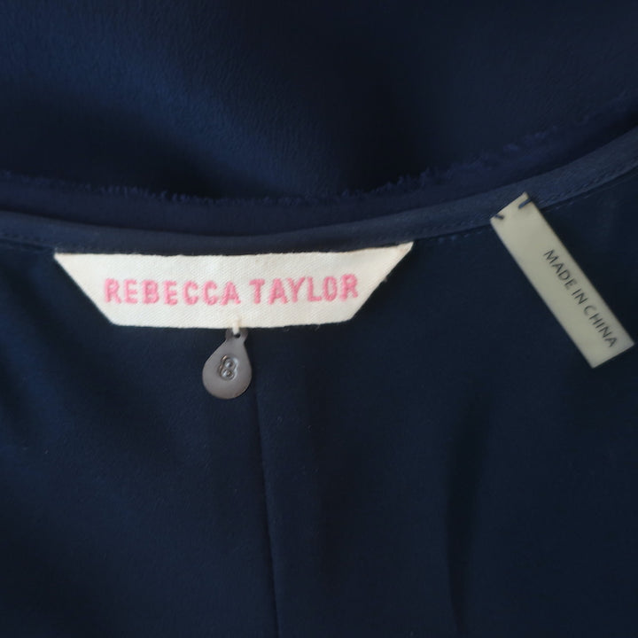 Rebecca Taylor Studded Mini Dress Navy Silk Size 8