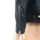 AllSaints Harwood Leather Jacket with Removable Hood Black Size Extra Large