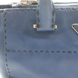 Prada City Calf Stitched Twin Pocket Tote Navy Leather Crossbody Bag