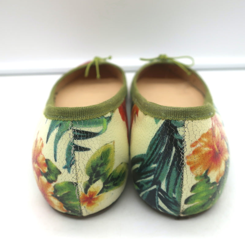 Christian Louboutin Solasofia Flats Hawaii Floral Print Leather Size 36