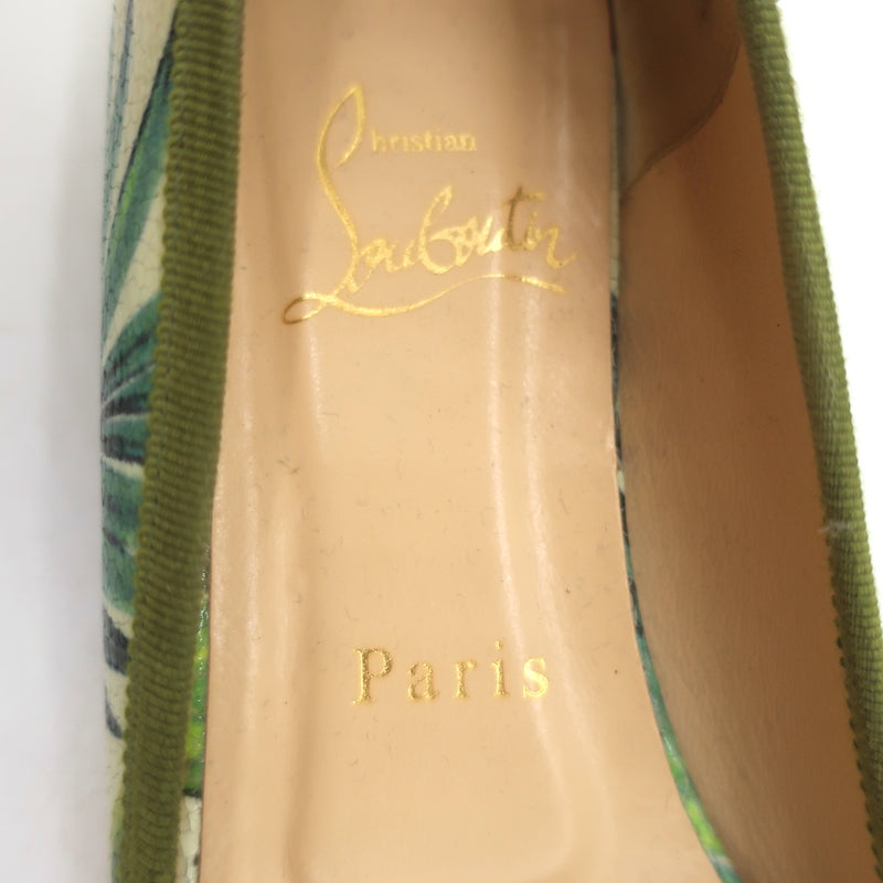 Christian Louboutin Solasofia Flats Hawaii Floral Print Leather Size 36