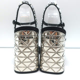 Prada Crystal-Embellished Sandals Black Satin Size 36.5 Ankle Strap Heels NEW