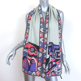 Emilio Pucci Rectangular Printed Scarf Light Gray/Multi Wool-Angora