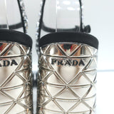 Prada Crystal-Embellished Sandals Black Satin Size 36.5 Ankle Strap Heels NEW