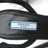 Prada Crystal-Embellished Sandals Black Satin Size 36.5 Ankle Strap Heels NEW