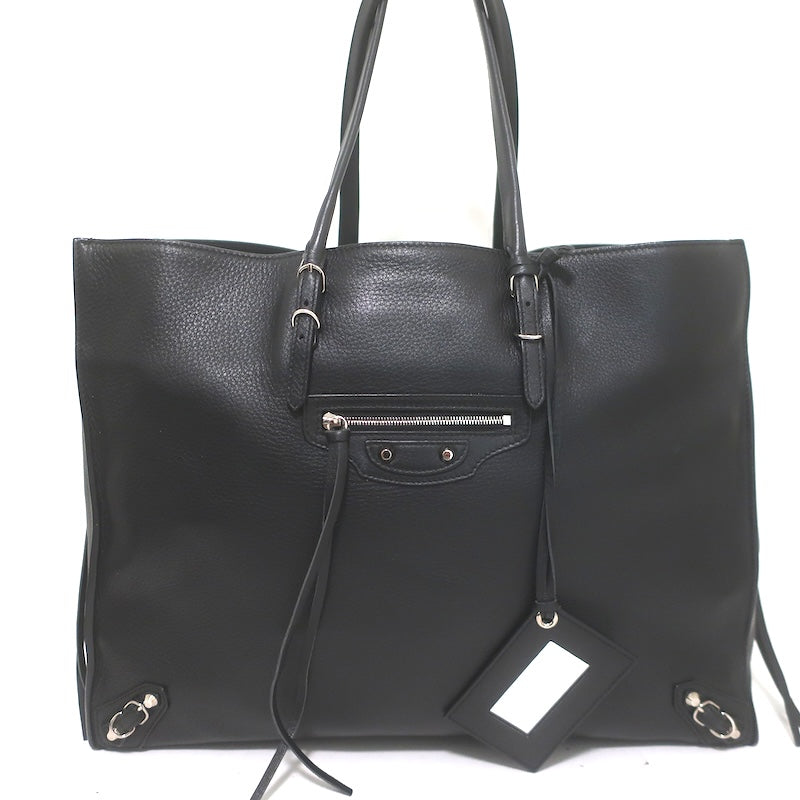 Balenciaga Papier A4 Zip-Around Tote Black Calfskin Leather Large Shoulder Bag