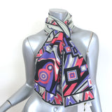 Emilio Pucci Rectangular Printed Scarf Light Gray/Multi Wool-Angora