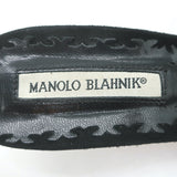 Manolo Blahnik Laser Cut Mules Black Suede Size 38 Kitten Heel Sandals