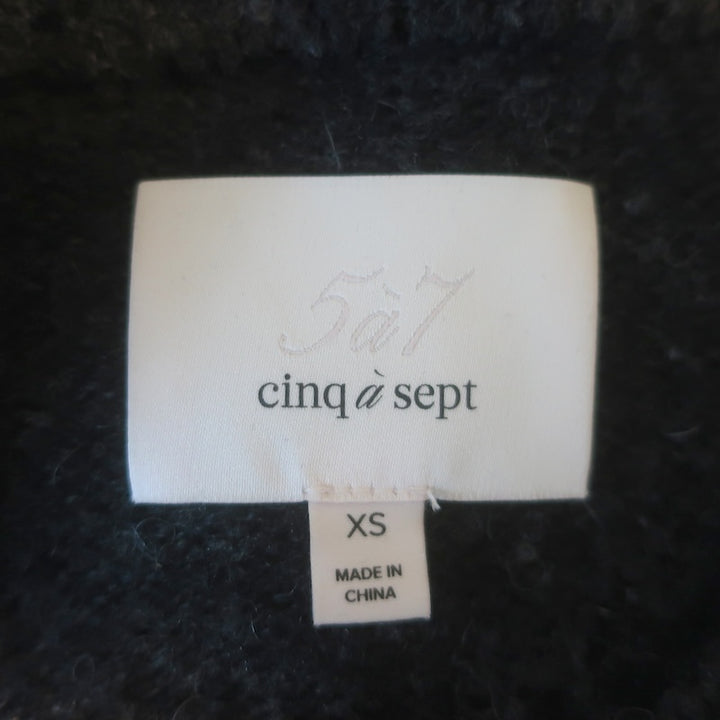 Cinq a Sept Mona Ruffle-Sleeve Sweater Charcoal Wool-Blend Size Extra Small