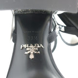 Prada Crystal-Embellished Sandals Black Satin Size 36.5 Ankle Strap Heels NEW