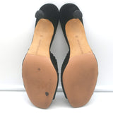Manolo Blahnik Laser Cut Mules Black Suede Size 38 Kitten Heel Sandals