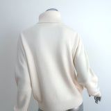 Saint Laurent Ribbed Cashmere Turtleneck Sweater Ivory Size 40