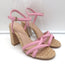 Gianvito Rossi Wicker Sandals Pink Leather Size 36 Ankle Strap Heels NEW