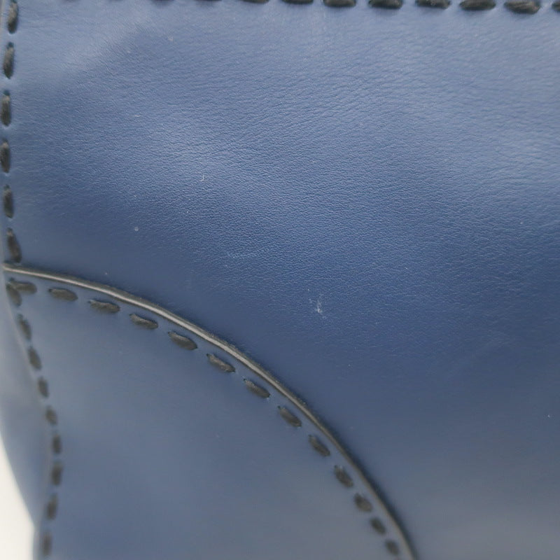 Prada City Calf Stitched Twin Pocket Tote Navy Leather Crossbody Bag