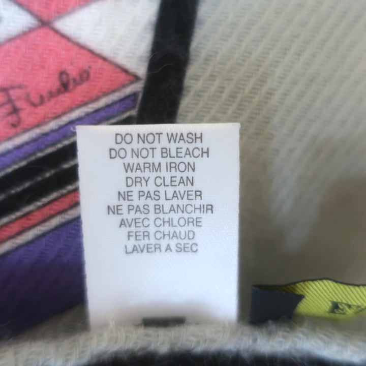 Emilio Pucci Rectangular Printed Scarf Light Gray/Multi Wool-Angora