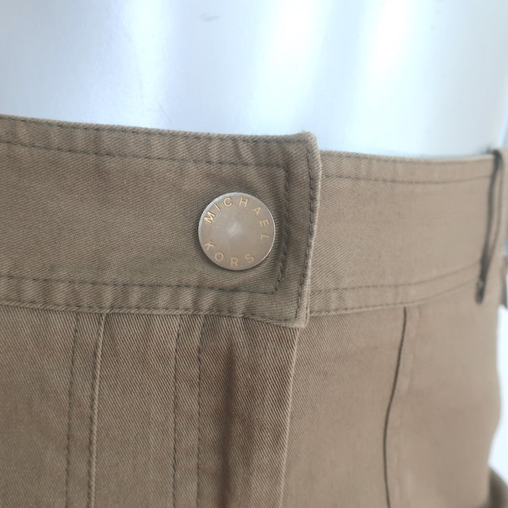 Michael Kors Zip-Pocket Pencil Skirt Olive Stretch Cotton Size 4