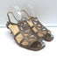 Christian Louboutin Cutout Kitten Heel Slingback Sandals Bronze Leather Size 38