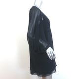 Diane von Furstenberg Fleurette Dolman Sleeve Mini Dress Black Chiffon Size 6
