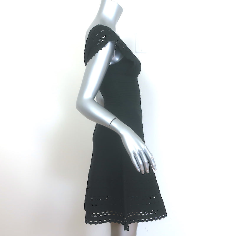 Herve Leger Karolina Laser Cut Mini Bandage Dress Black Size Extra Small