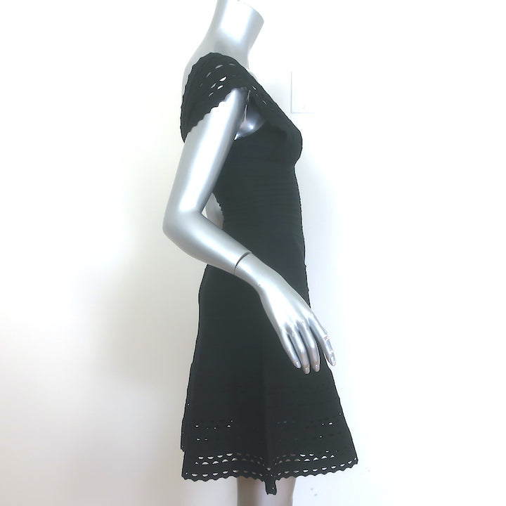 Herve Leger Karolina Laser Cut Mini Bandage Dress Black Size Extra Small