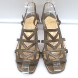 Christian Louboutin Cutout Kitten Heel Slingback Sandals Bronze Leather Size 38
