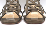 Christian Louboutin Cutout Kitten Heel Slingback Sandals Bronze Leather Size 38