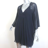 Diane von Furstenberg Fleurette Dolman Sleeve Mini Dress Black Chiffon Size 6