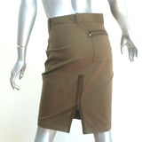 Michael Kors Zip-Pocket Pencil Skirt Olive Stretch Cotton Size 4