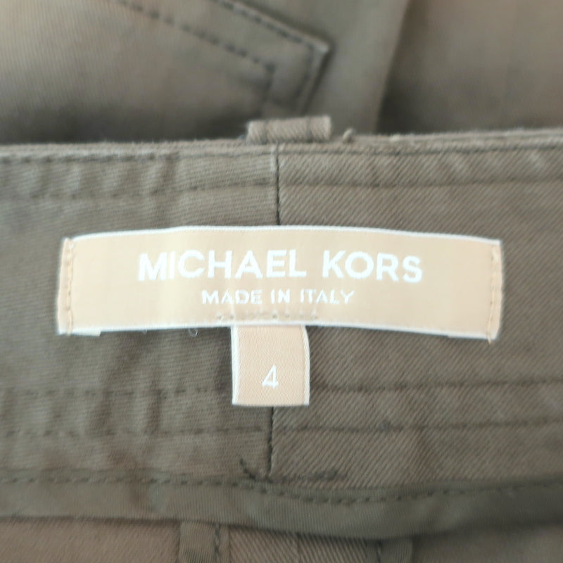 Michael Kors Zip-Pocket Pencil Skirt Olive Stretch Cotton Size 4