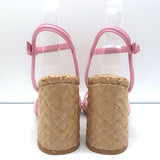 Gianvito Rossi Wicker Sandals Pink Leather Size 36 Ankle Strap Heels NEW