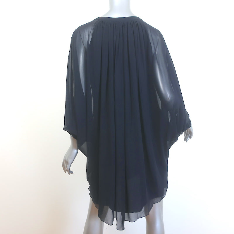 Diane von Furstenberg Fleurette Dolman Sleeve Mini Dress Black Chiffon Size 6