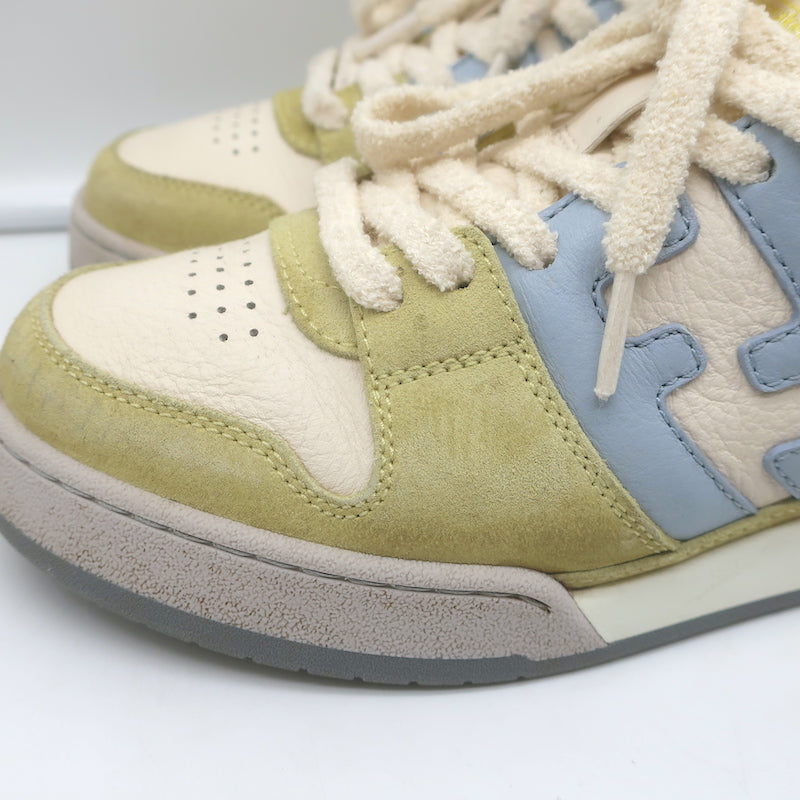 Fendi Match Sneakers Yellow Suede &amp; Light Blue Leather Size 38
