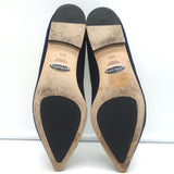 Sarah Flint Buttoned Pointed Toe Flats Navy Scalloped Suede Size 36.5
