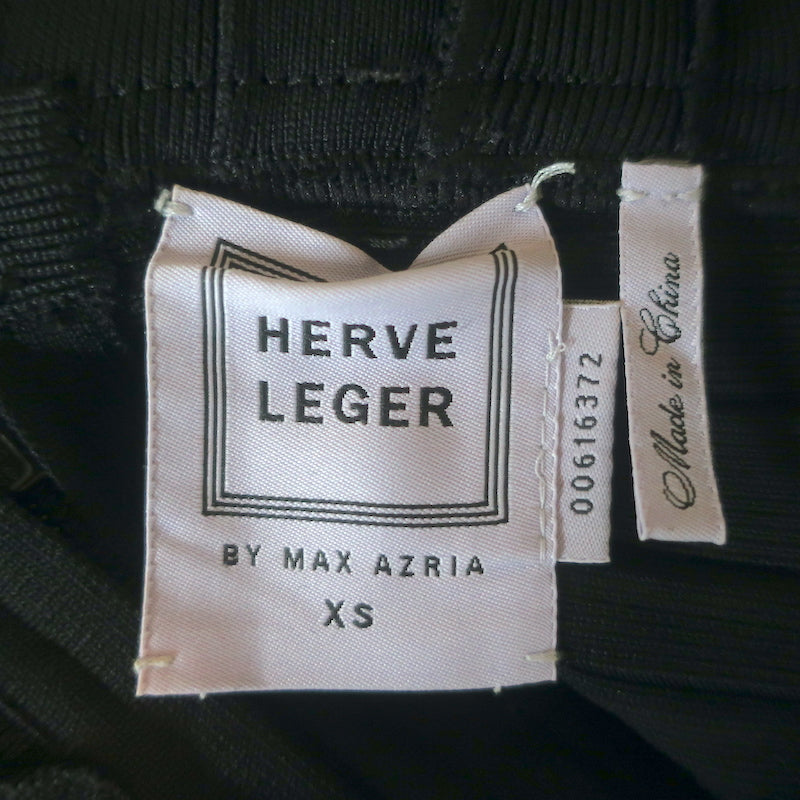 Herve Leger Karolina Laser Cut Mini Bandage Dress Black Size Extra Small