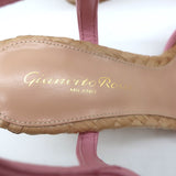 Gianvito Rossi Wicker Sandals Pink Leather Size 36 Ankle Strap Heels NEW