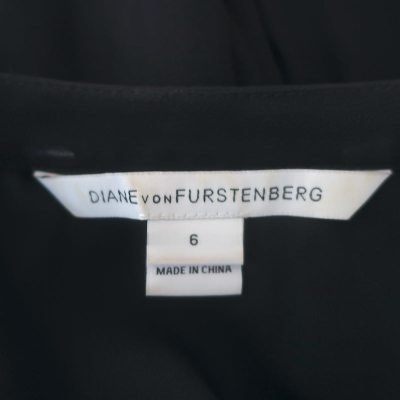 Diane von Furstenberg Fleurette Dolman Sleeve Mini Dress Black Chiffon Size 6
