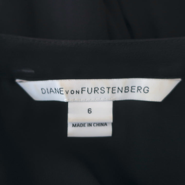 Diane von Furstenberg Fleurette Dolman Sleeve Mini Dress Black Chiffon Size 6