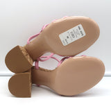 Gianvito Rossi Wicker Sandals Pink Leather Size 36 Ankle Strap Heels NEW