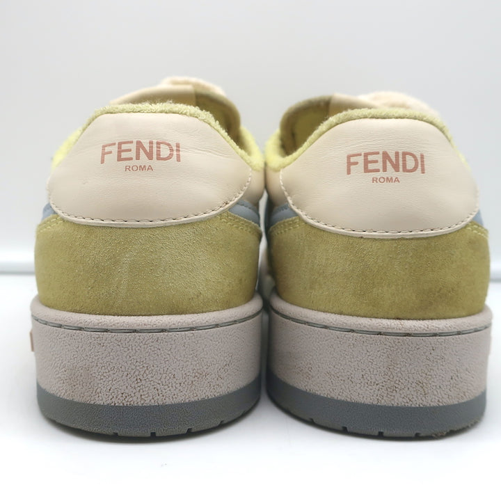 Fendi Match Sneakers Yellow Suede &amp; Light Blue Leather Size 38