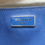 Prada City Calf Stitched Twin Pocket Tote Navy Leather Crossbody Bag