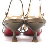 Christian Louboutin Cutout Kitten Heel Slingback Sandals Bronze Leather Size 38