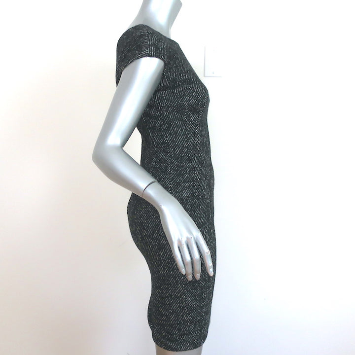 Dolce &amp; Gabbana Tweed Mini Dress Black Wool-Angora Size 36 Cap Sleeve Sheath