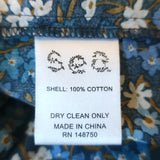 SEA Off-Shoulder Midi Dress Blue Floral Print Smocked Cotton Size Extra Small